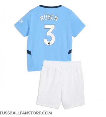 Manchester City Ruben Dias #3 Replik Heimtrikot Kinder 2024-25 Kurzarm (+ Kurze Hosen)